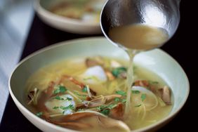 Scallop and Mushroom Soup with Ginger and Leeks