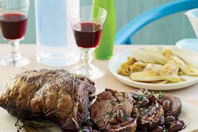 Syrah-Braised Lamb with Olives, Cherries and Endives