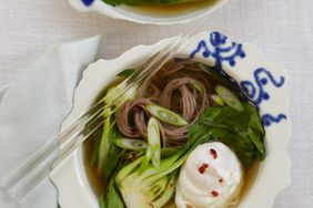 Soba Noodles with Dashi, Poached Egg and Scallions