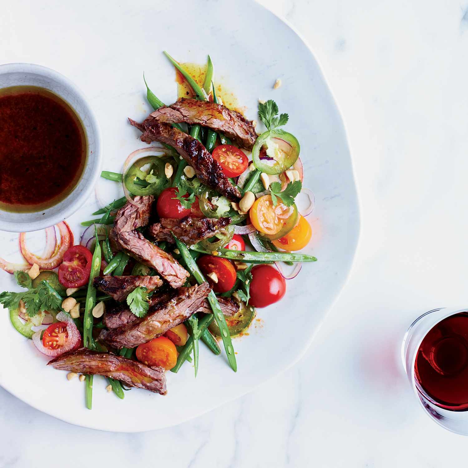 Grilled Skirt Steak with Green Bean Salad and Citrus Vinaigrette