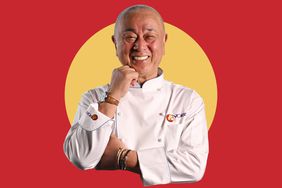 Chef Nobu Matsuhisa on a red and yellow background.