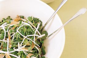 Arugula and Pea Shoot Salad with Smoked Salmon