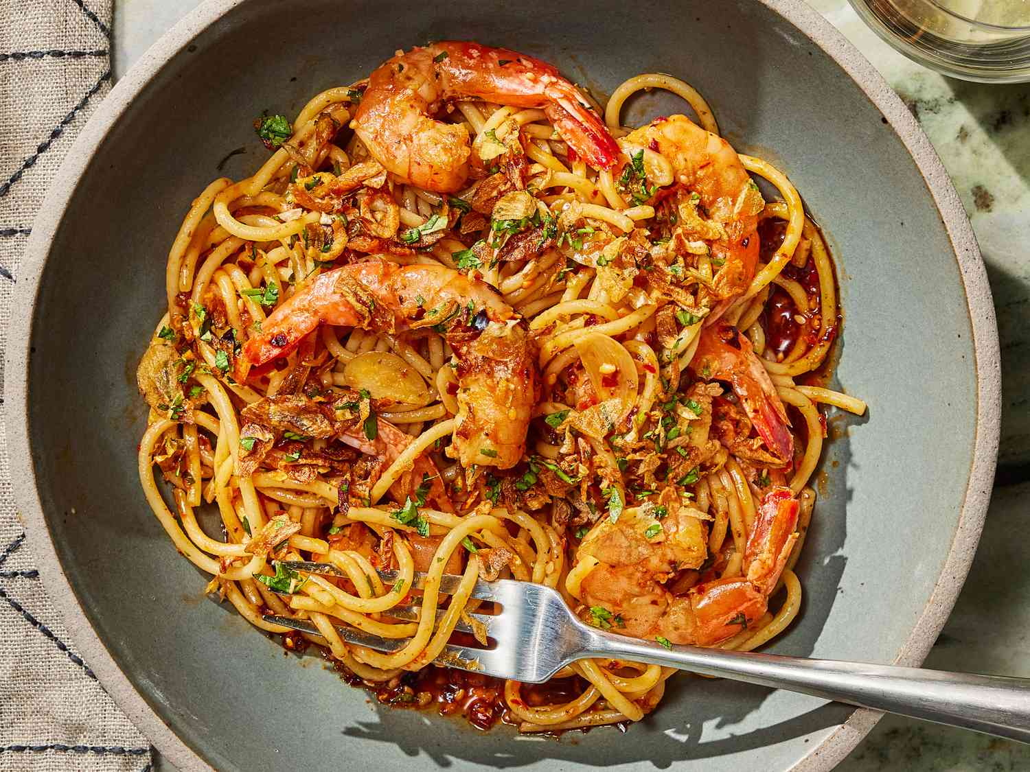 Chile Crisp Shrimp Scampi 