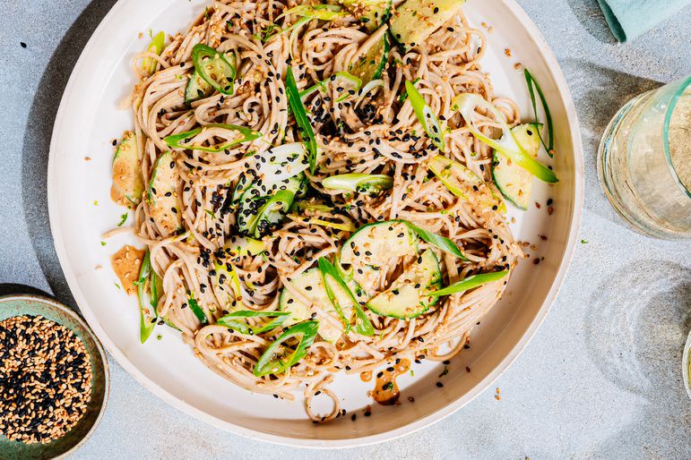 Chilled Sesame Soba Bowl with Cucumber and Scallions Recipe