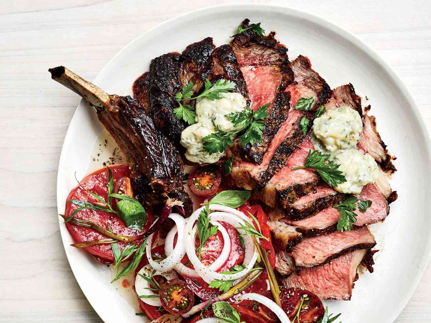 Double Cut Rib Eye with Sweet Gorgonzola Butter