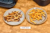 Fries cooked in the Instant Vortex Plus 6QT XL Air Fryer are compared