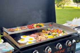 blackstone griddle in backyard grill