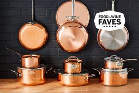 A selection of copper pots and pans