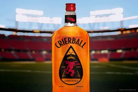 A depiction of a bottle of Crierball by Fireball Whiskey.