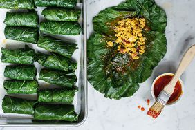 Fonio-Stuffed Collards with Pepper Sambal and Sauce Moyo