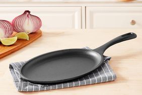 Victoria Cast Iron Fajita Skillet, Black Cast Iron Serving Platter