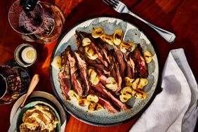 Grilled Steak and Cipollini Onions with Meyer-Lemon Nori Butter