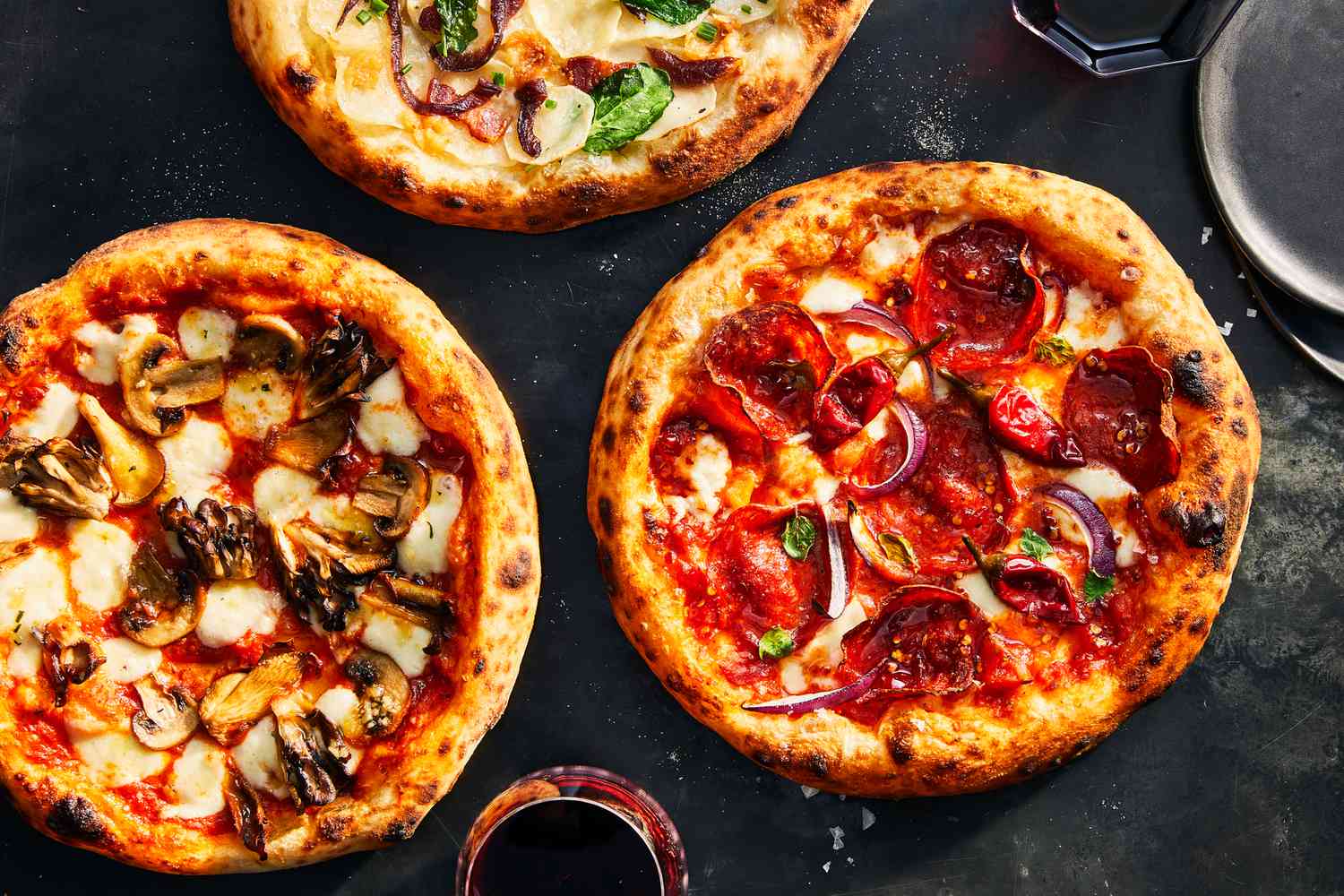 trio of homemade pizzas