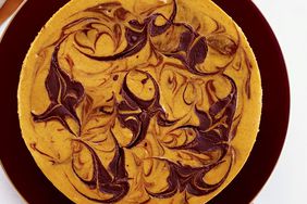 Marbled Pumpkin Cheesecake with a Brownie Crust