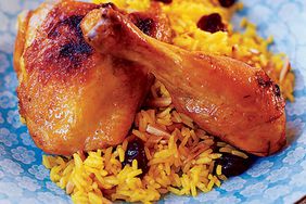 Persian Roasted Chicken with Dried Cherry-Saffron Rice