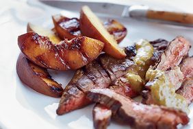 Grilled Skirt Steak and Peaches