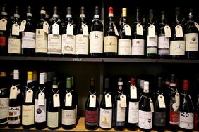 Wine bottles line the walls at Street Car Wine & Beer in the Jamaica Plain neighborhood of Boston