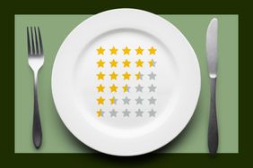 A plate with various star ratings.