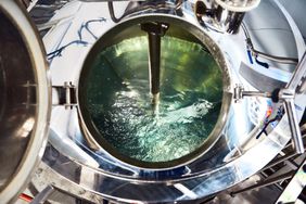 Water in a brewing tank.