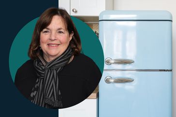 Ina Garten and a blue refridgerator.