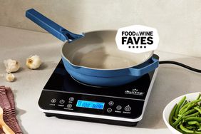 Duxtop 9600LS Portable Induction Cooktop with a blue skillet on top