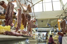 A meat market in Mexico.