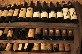 A wine collection in Norcia, Perugia Province, Italy.