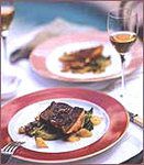 Pancetta-Wrapped Salmon with Red Wine Butter