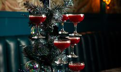 Peacock Room Holiday Cocktails on a small Christmas tree. 