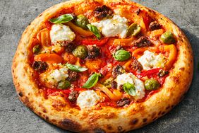 Sausage and Ricotta Pizza with Castelvetrano Olives