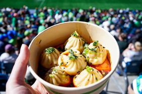 Dumplings served at Bar Dojo at Lumen Field in Seattle Washington.