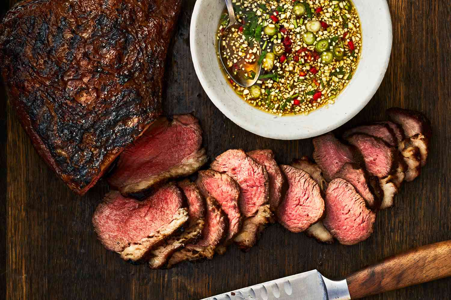 Smoke Grilled Tri Tips with Jeow Som Dipping Sauce