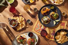 Top down view of tacos and chips at Estella in Reno, Nevada.