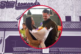 Jenn Tran and Jeremy from ABC’s “The Bachelorette” shopping for flowers in a photo composite with a Stew Leonard's grocery store. 