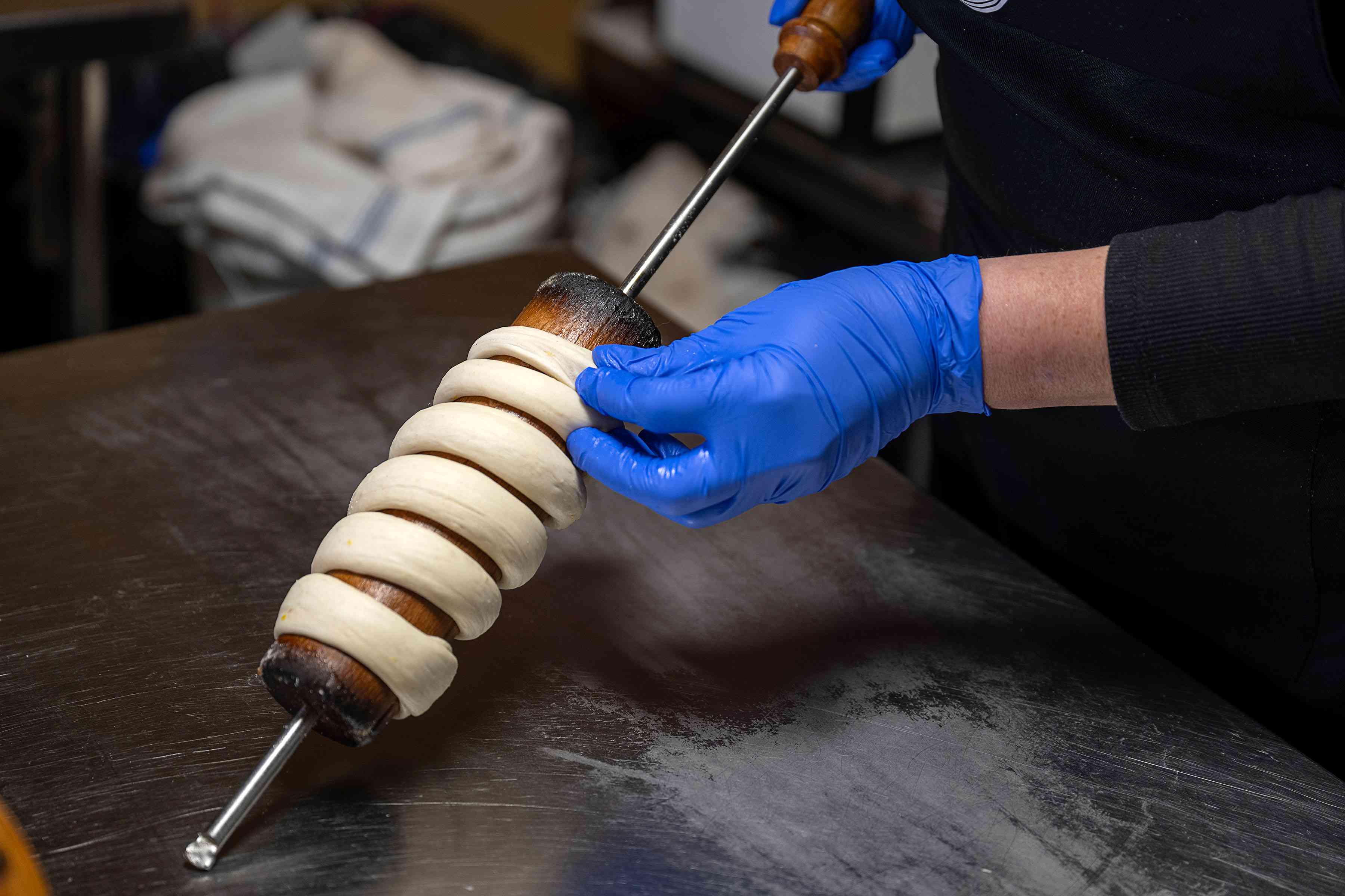 Chiney cakes being made at the Carmel Christkindlmarkt.