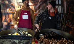 Dumplings and mushrooms being cooked at the Carmel Christkindlmarkt.