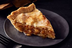 A slice of brown bag apple pie