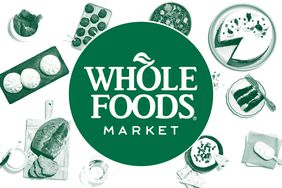 The Whole Foods logo with various foods tinted green in the background. 