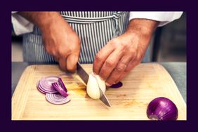 A person cutting onions