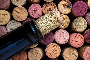 wine bottle with corks